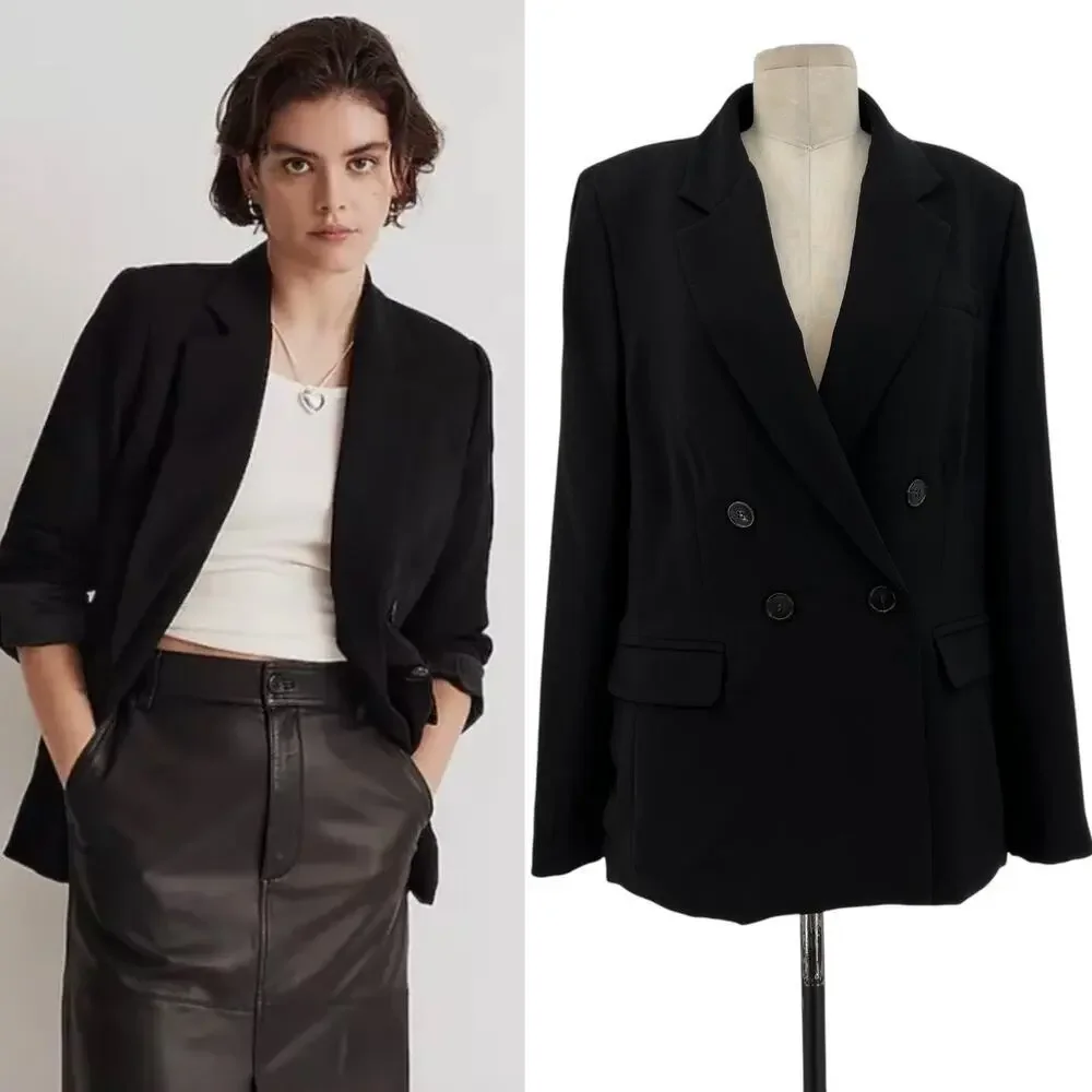 Madewell The Rosedale Blazer in‎ Crepe in Black Size 12
